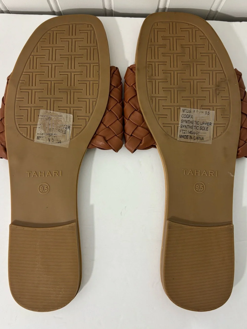 Tahari Melissa Braided Slide Sandals Camel Brown Size 9.5